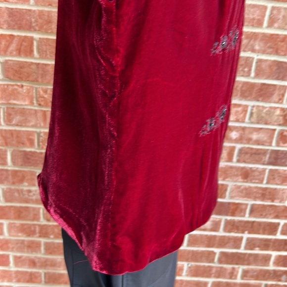 Alexandra Bartlett Maroon/Black Special Occasion Velvet Mandarin Jacket - Picture 9 of 12